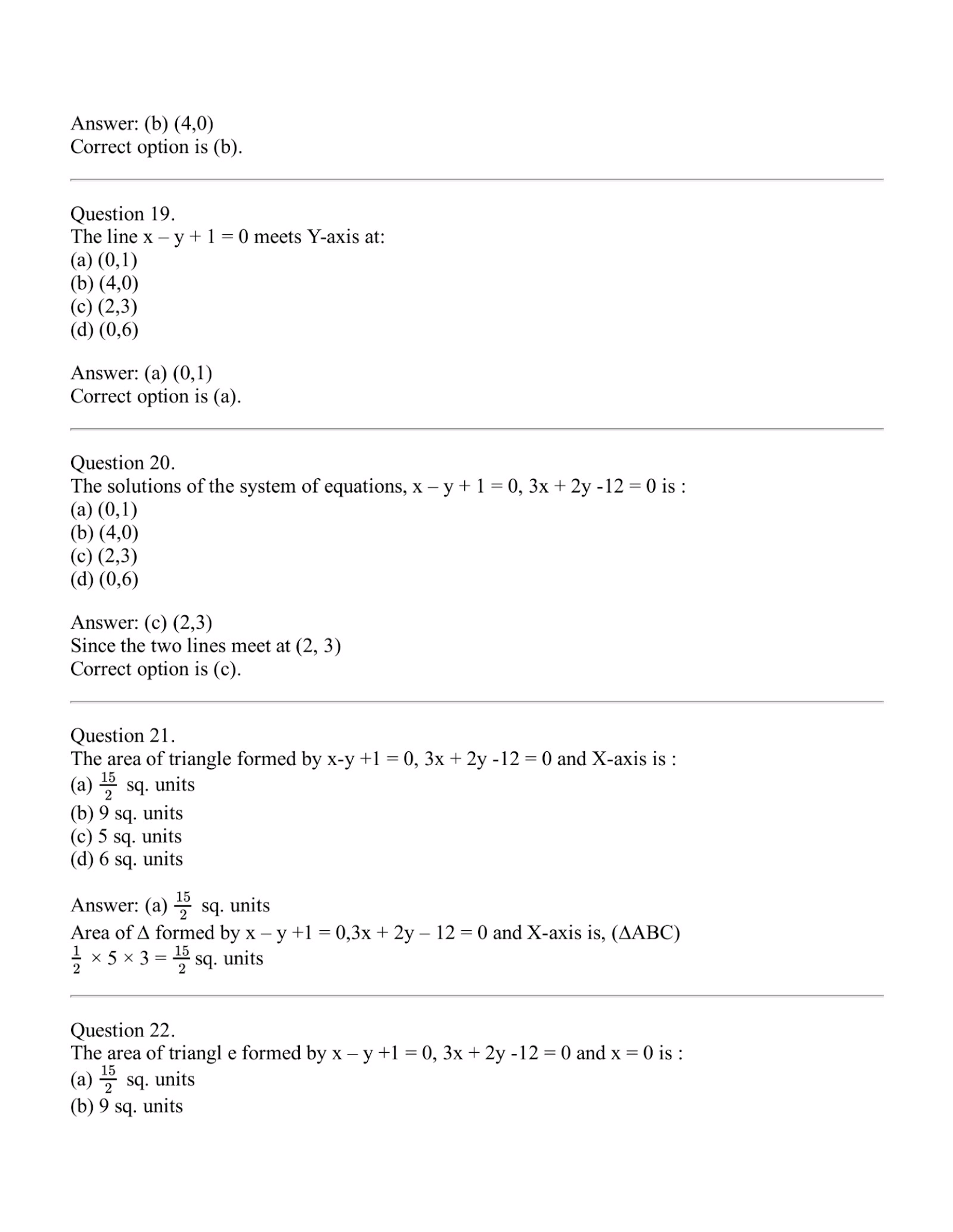 Linear Equations in Two Variables MCQ's and Case Study