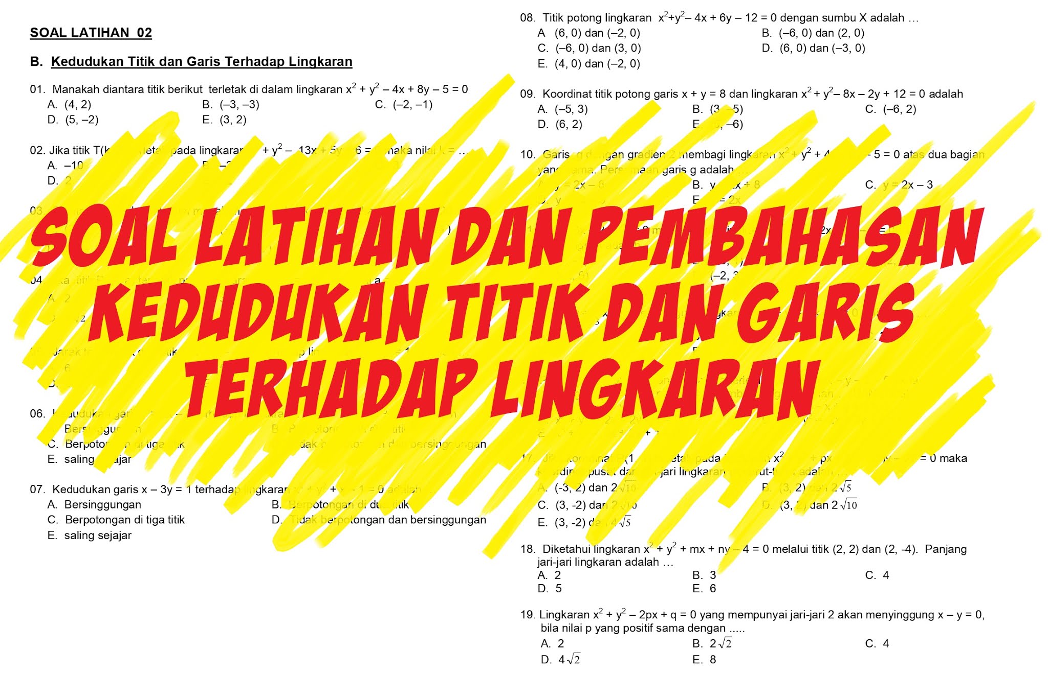 Soal Latihan dan Pembahasan Bentuk Baku dan Bentuk Umum Persamaan Lingkaran Soal Latihan dan Pembahasan Bentuk Baku dan Bentuk Umum Persamaan Lingkaran