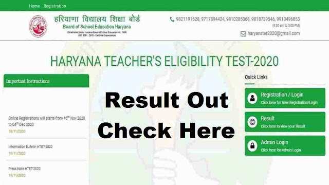 HTET Result 2020, Check from Direct Link 