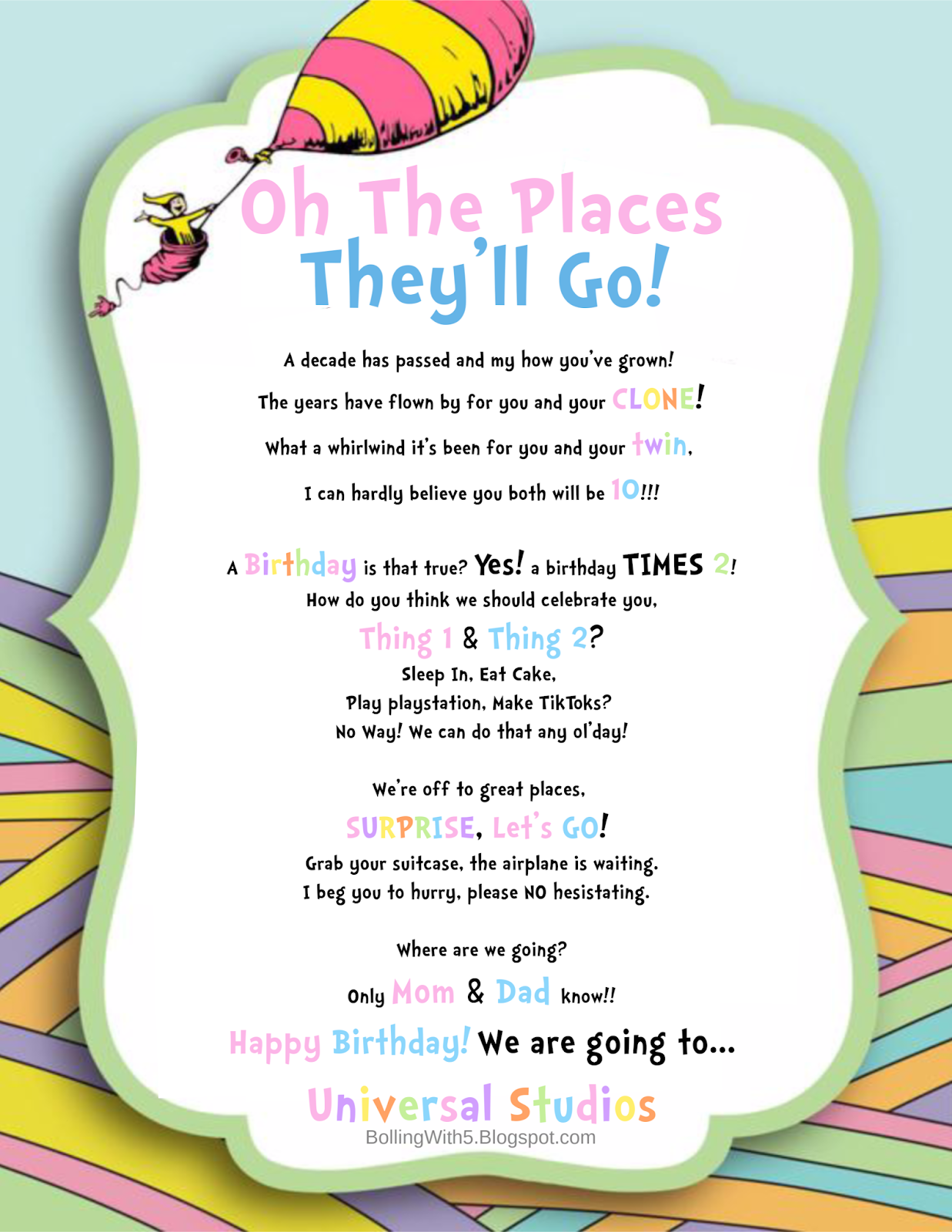 Oh The Places You'll Go Printable Poem