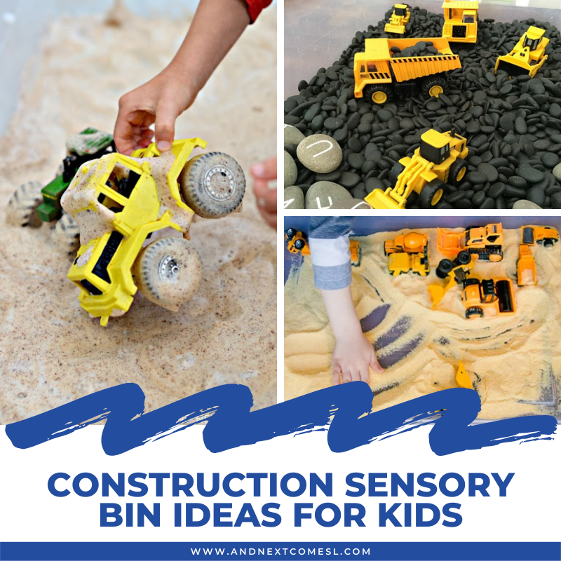 Construction Sensory Bin, Construction Sensory Kit, Kinetic Sand