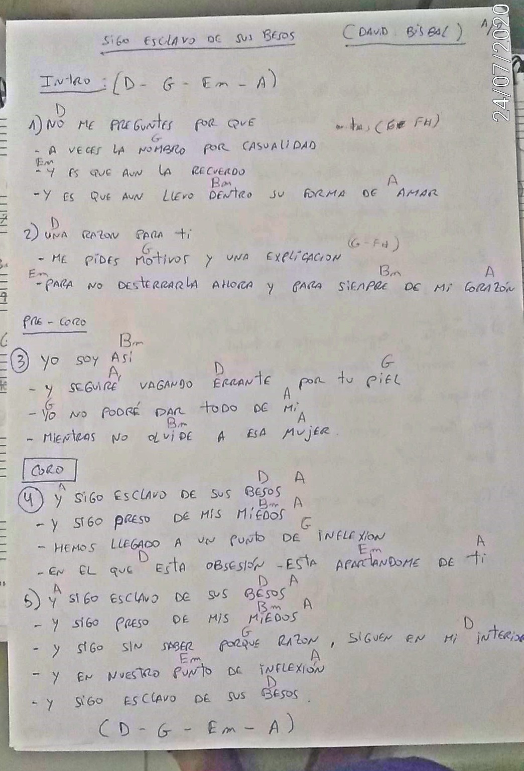 PUBLICACIONES PUBLICAS SIGO ESCLAVO DE SUS BESOS .LETRA, AORDES Y