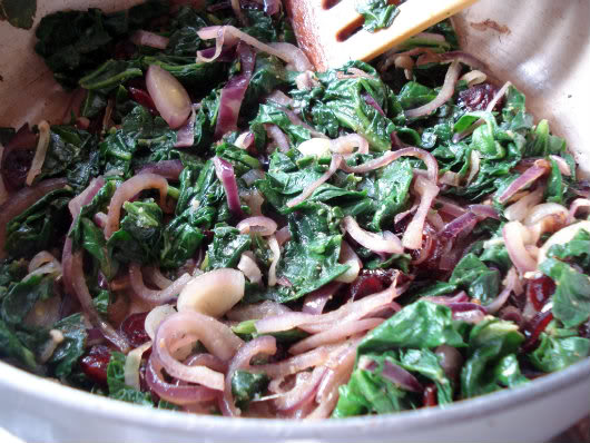braise spinach and cranberries