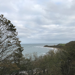 A photograph of the view from the clifftop by Auldhame Castle out over the sea.  Photo by Kevin Nosferatu for the Skulferatu Project.