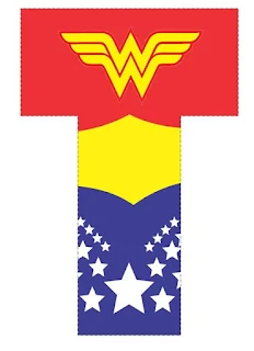 Abecedario con el Logo de la Mujer Maravilla. Wonder Woman Logo Abc.