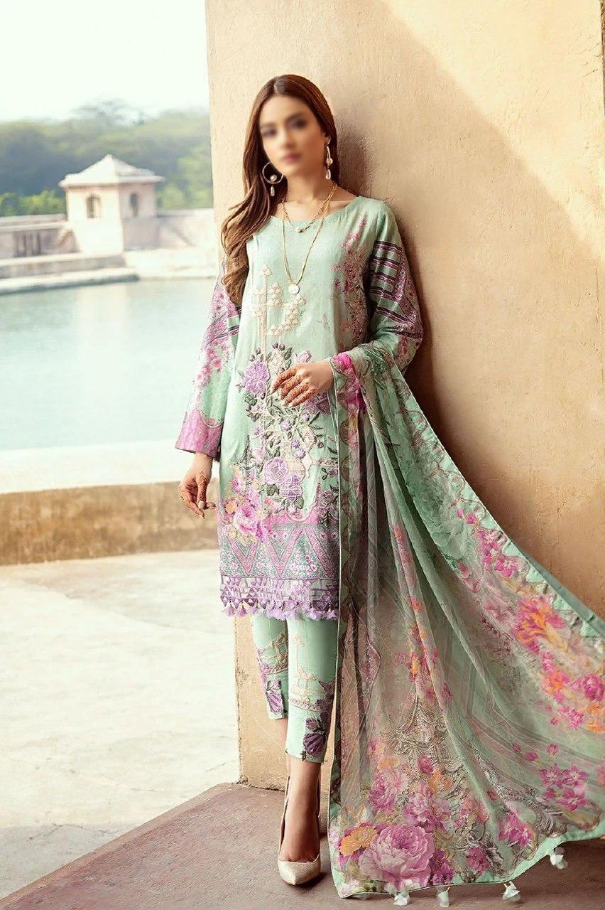 Light Purple Printed Cotton Pakistani Salwar Suit