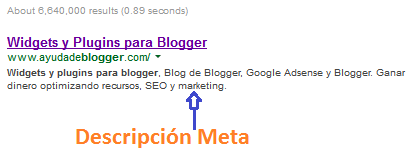 agregar una descripción Meta