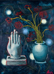 hand and flowers
