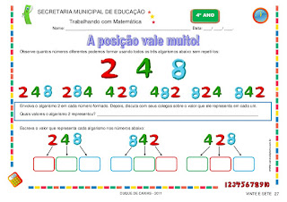 atividades de matemática 4 ano