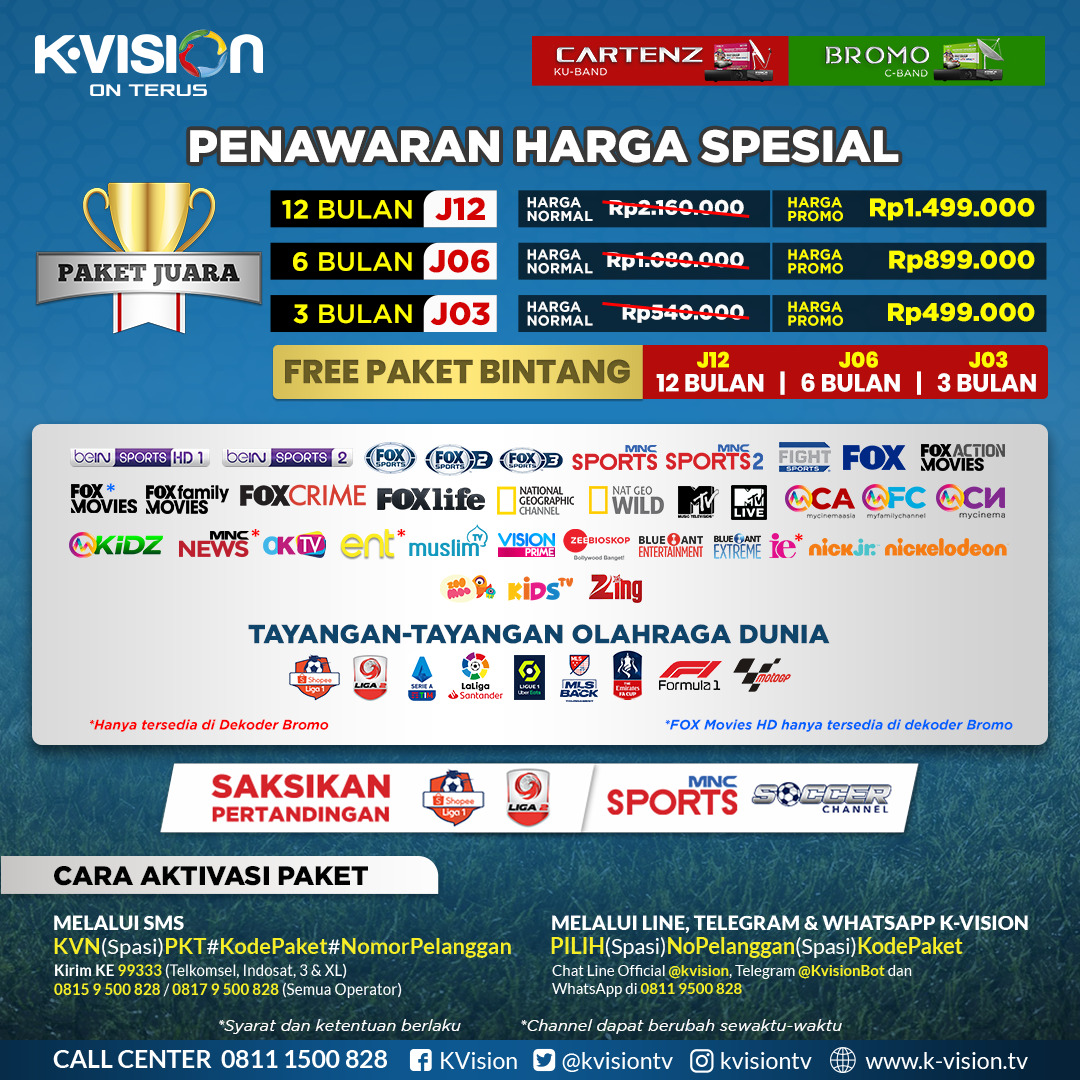 Promo Paket K Vision Dan Harga Paket Kvision Terbaru Edisi Maret 2021 Untuk Bromo C Band Dan Cartenz Ku Band K Vision Atau Kompasvision