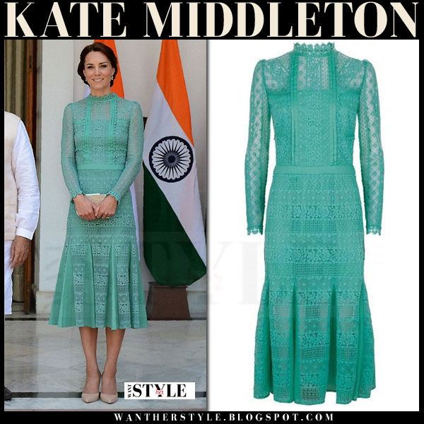 kate middleton green lace dress