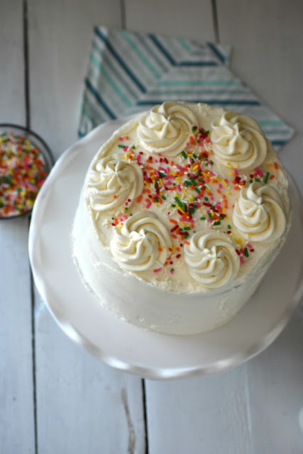 cake frosted with vegan buttercream frosting 