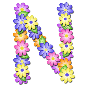 Abecedario con Margaritas de Colores. Colored Daisies Alphabet.