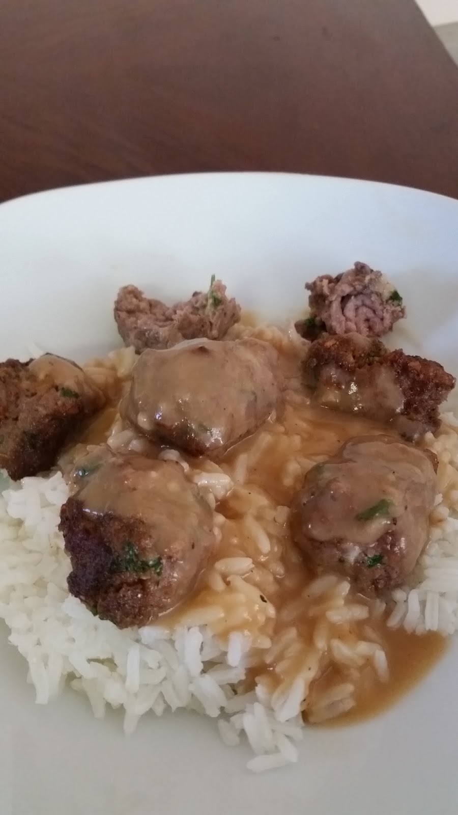 BrayHud's World Meatballs and Gravy Over Rice