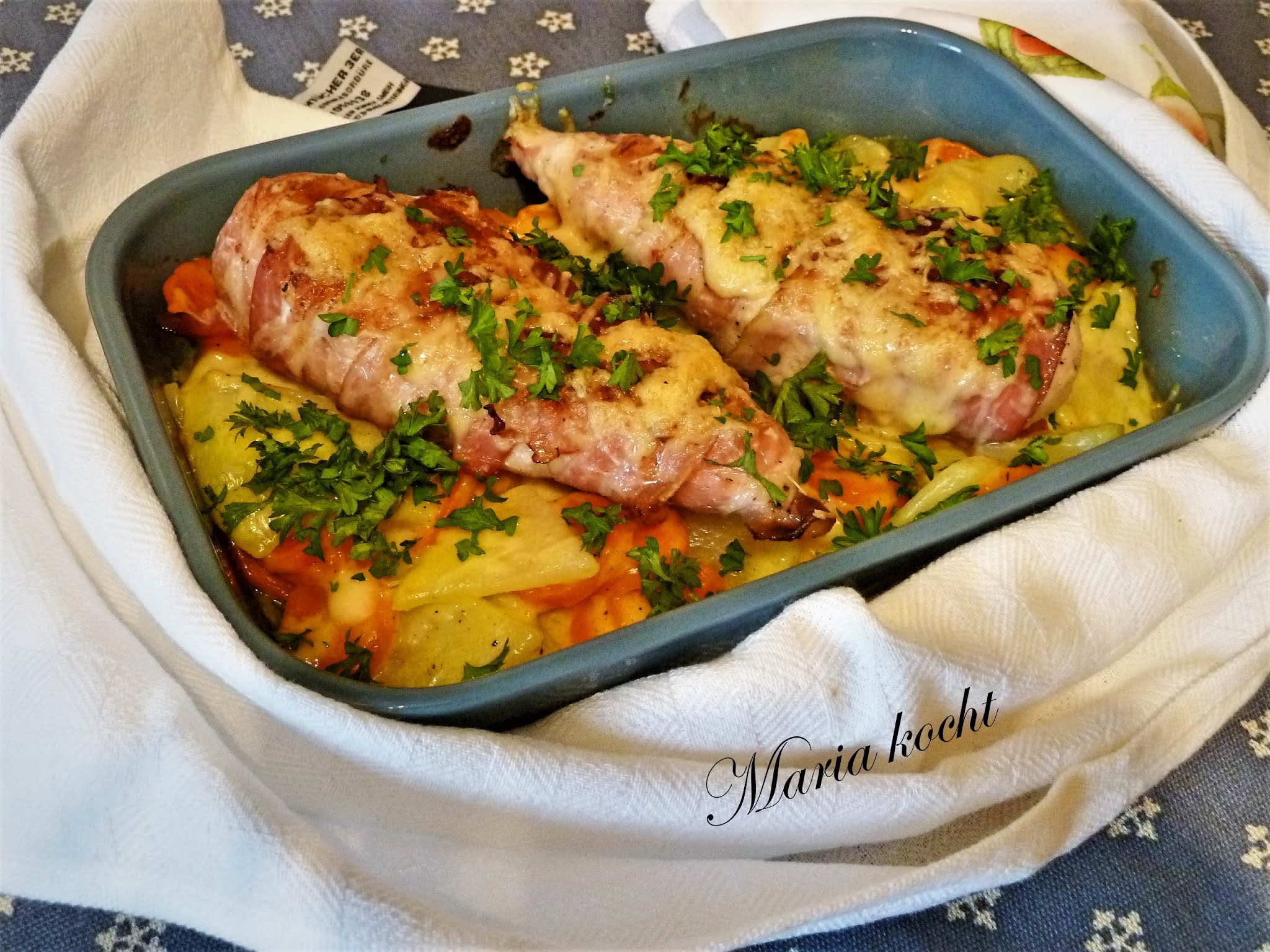 Maria kocht: Hähnchenbrust auf Gemüsebeet / Csirkemell zöldségágyon