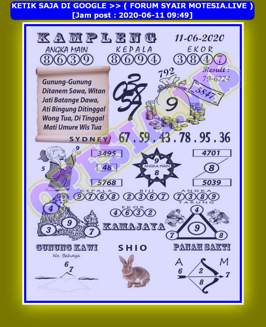 SYAIR SDY 11 JUNI 2020 HARI INI JokerJitu