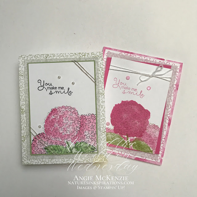 By Angie McKenzie for Around the World on Wednesday Blog Hop; Click READ or VISIT to go to my blog for details! Featuring the Hydrangea Haven Photopolymer Stamp Set found in the 2021-2022 Annual Catalog by Stampin' Up!®; #caseateammember #stamping #aroundtheworldonwednesdaybloghop #awowbloghop #hydrangeahaven #hydrangeas #pinkhydrangeas #naturesinkspirations #maskingtechnique #diycrafts #makingotherssmileonecreationatatime #cardtechniques #stampinup #handmadecards #stampinupcolorcoordination #simplestamping #fussycutting #papercrafts #vellumlayer