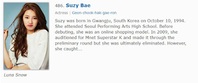 Bae Suzy IMDb for Luna Snow