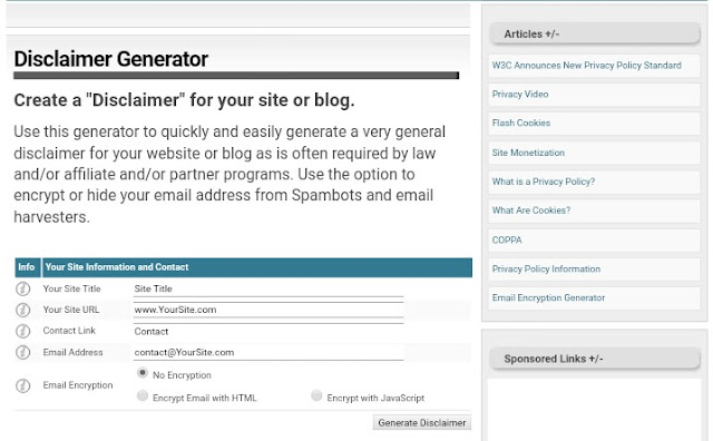 Cara Membuat Halaman Privacy Policy, Disclaimers, dan Terms of Service di Blogger