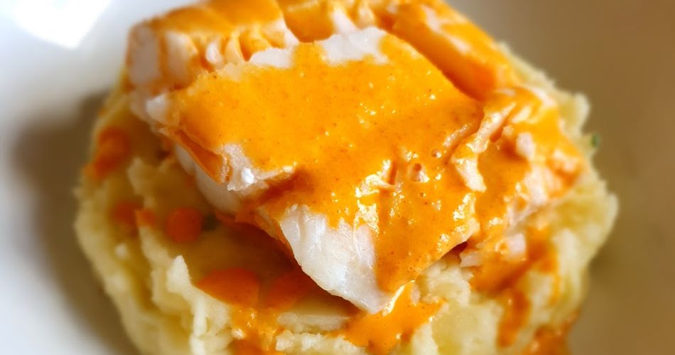 Dos de cabillaud à la crème de chorizo et écrasé de pommes de terre