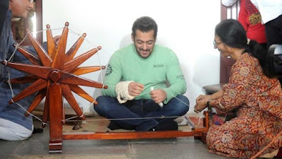 Salman Khan spins Charkha at Sabarmati Ashram while promoting Antim The Final Truth