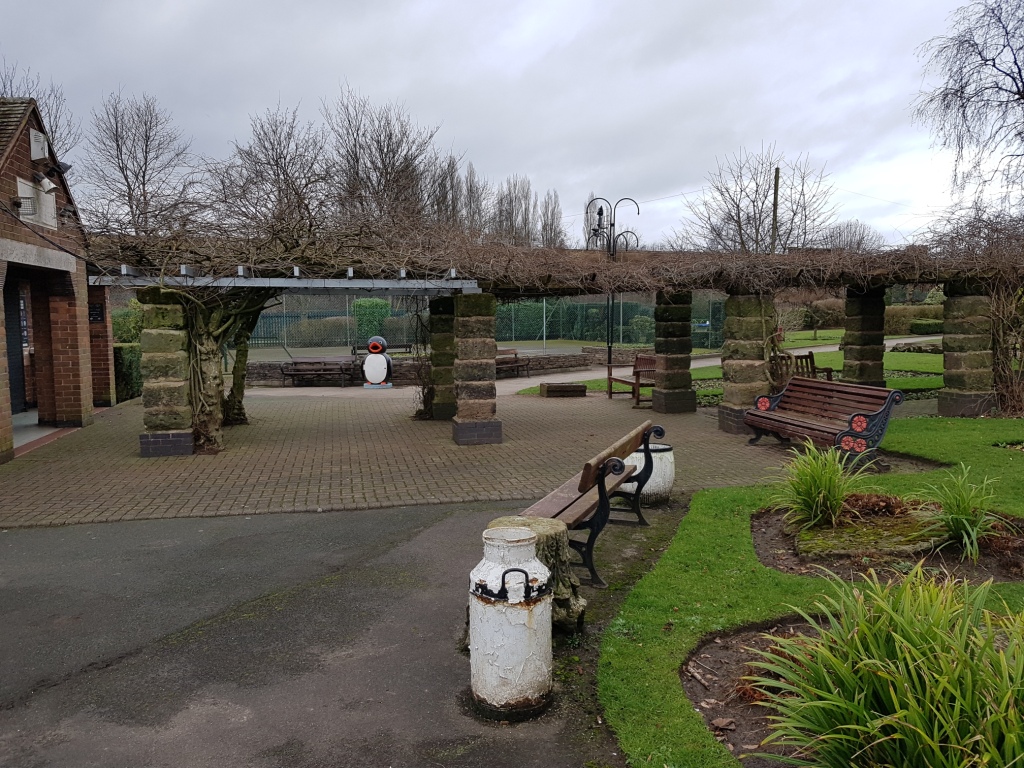 The Ham and Egger Files Benches at Vickersway Park in Northwich