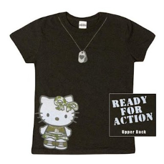 Hello Kitty Black army "Ready For Action" T-Shirt