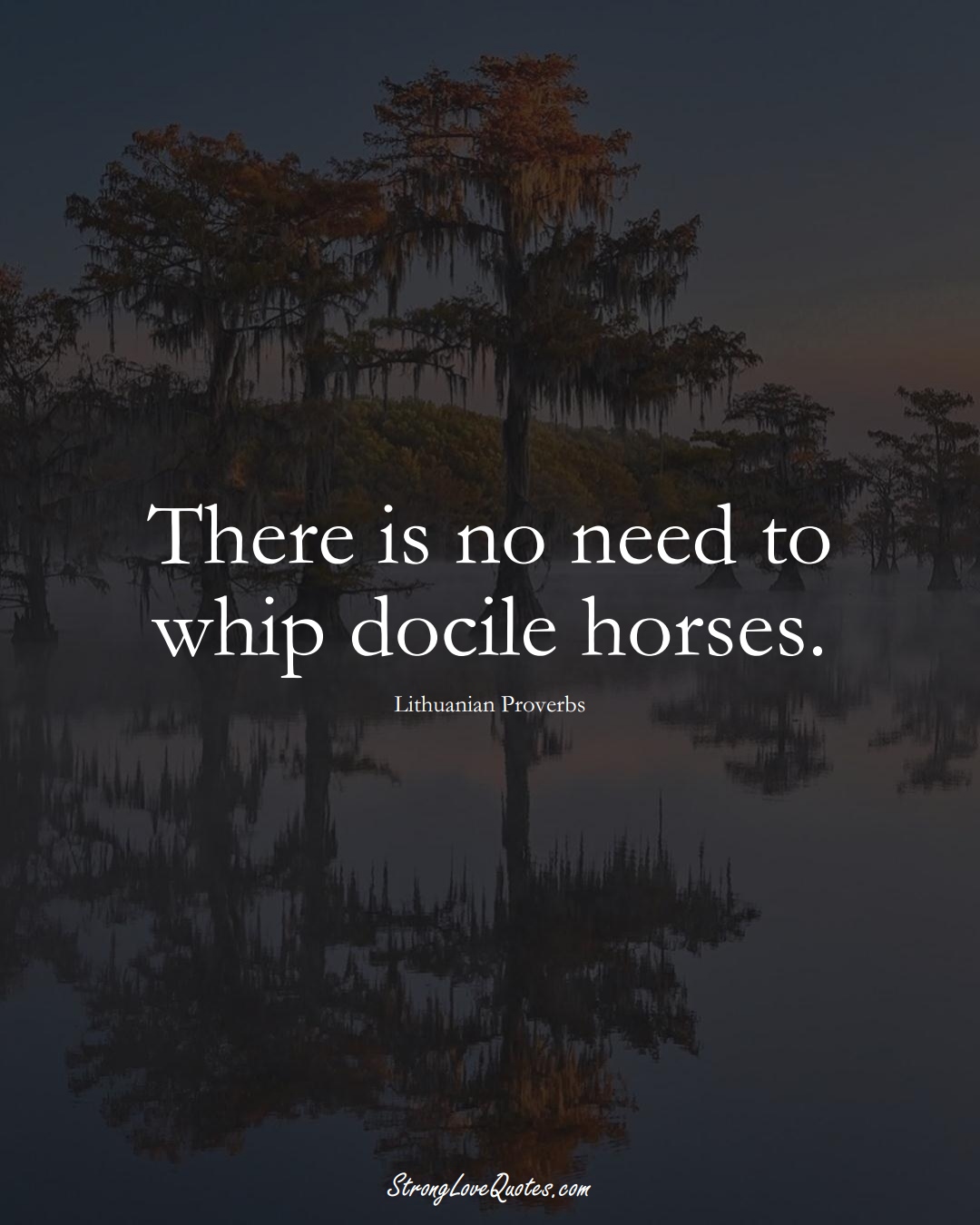 There is no need to whip docile horses. (Lithuanian Sayings);  #AsianSayings