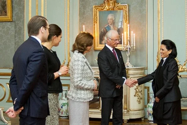 King Carl XVI Gustaf, Queen Silvia, Crown Princess Victoria of Sweden and Prince Daniel attended a reception. Baum und Pferdgarten Skirt