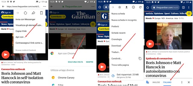 tradurre con app Facebook aprendo i link su Chrome tradurre con app Facebook aprendo i link su Chrome