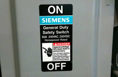 Siemens DANGER panel in Helvetica