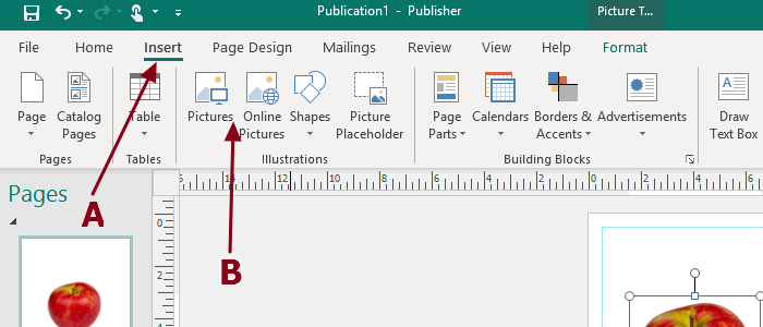 เพิ่ม ย้าย และแก้ไขรูปภาพใน Microsoft Publisher