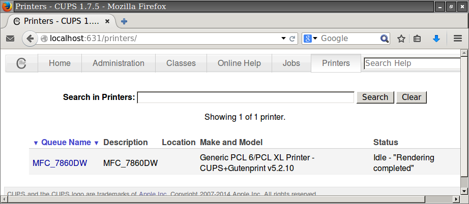 arch linux brother printer