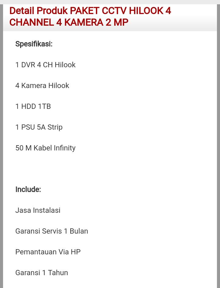 Jual Kamera CCTV Pekanbaru (Paket Menengah)