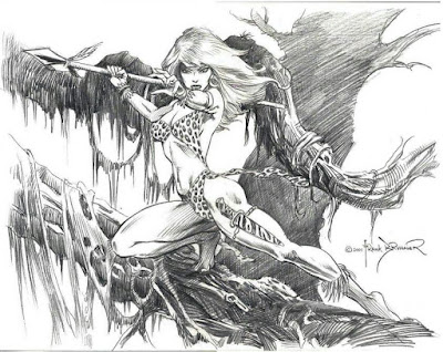 Jungle girl pencil drawing by Frank Brunner