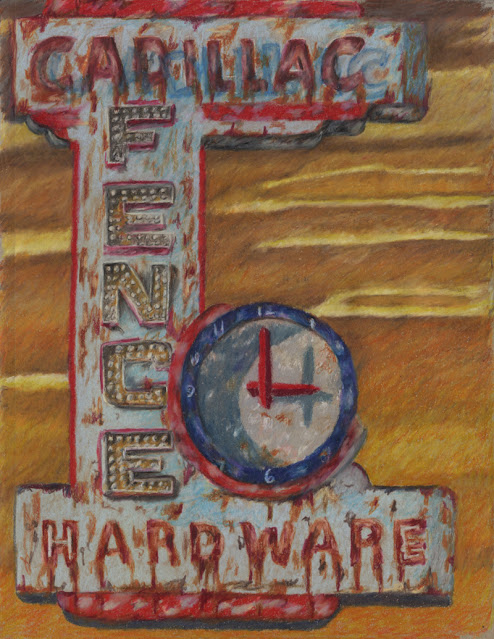 Colored pencil drawing of old sign