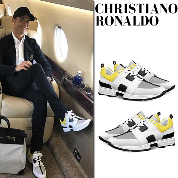 celebrity fashion finder instagram christiano ronaldo in white yellow hermes sneakers steal celebrity fashion finder instagram christiano ronaldo in white yellow hermes sneakers steal