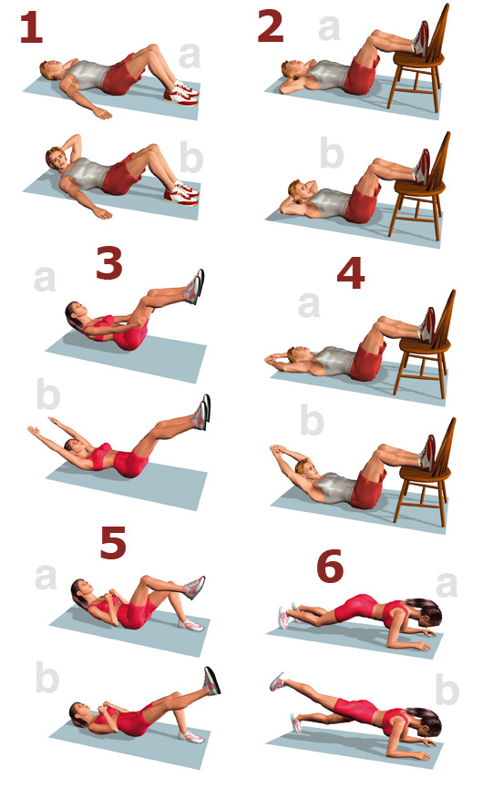 tabla de ejercicios para fortalecer abdominales y perder barriguita