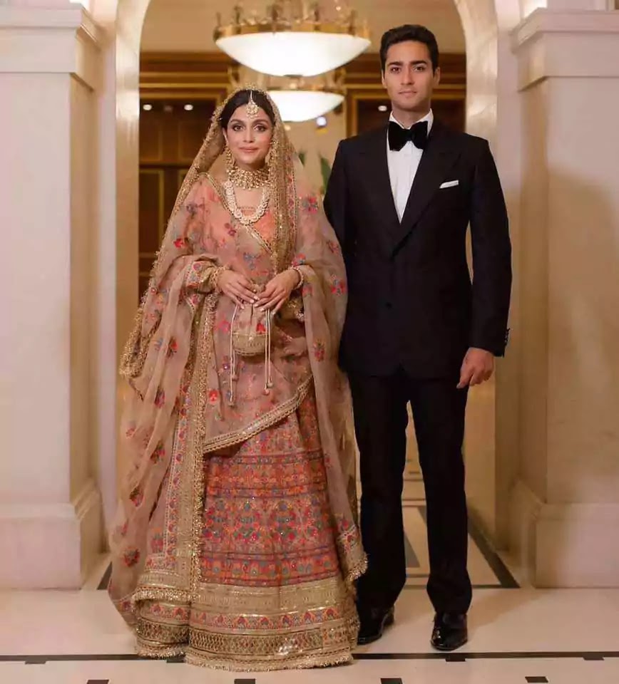 Ayesha saif wore Sabyasachi Mukherjee bridal lehenga on her nikah