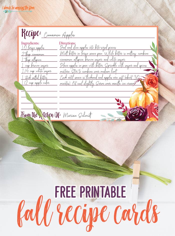 Printable Fall 3x5 and 4x6 Recipe Cards | i should be ...