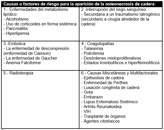 Causas o factores de riesgo para la aparición de esta patología Fuente: Dr. Cruz