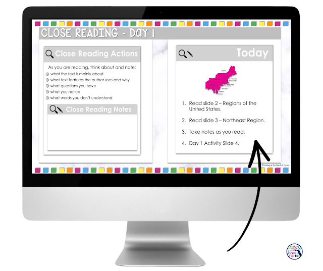 In this post, I show you how you can use Regions of the United States for Google™ Classroom for both in person instruction and distance learning. The 14 day lesson sequence is easy for students to follow and has explicit and clear directions. Close reading, text-dependent questions, vocabulary, graphic organizers, maps, and writing make this unit easy to implement!