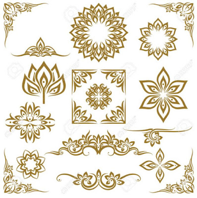 Gambar Dekoratif Pola Elemen Floral Gold Gambar Dekoratif Pola Elemen Floral Gold