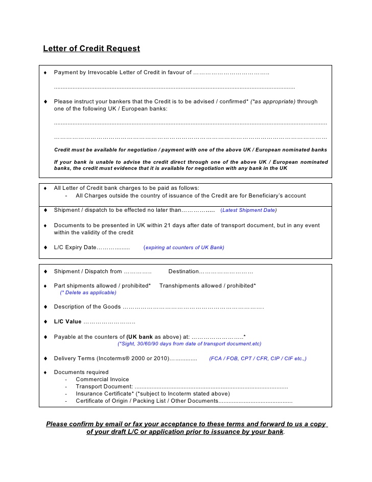 Irrevocable Letter Of Credit Template ~ Resume Letter