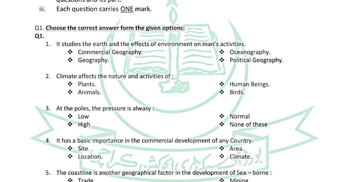 Education Is The Key To Success Geography (Elective) (Eng and Ur