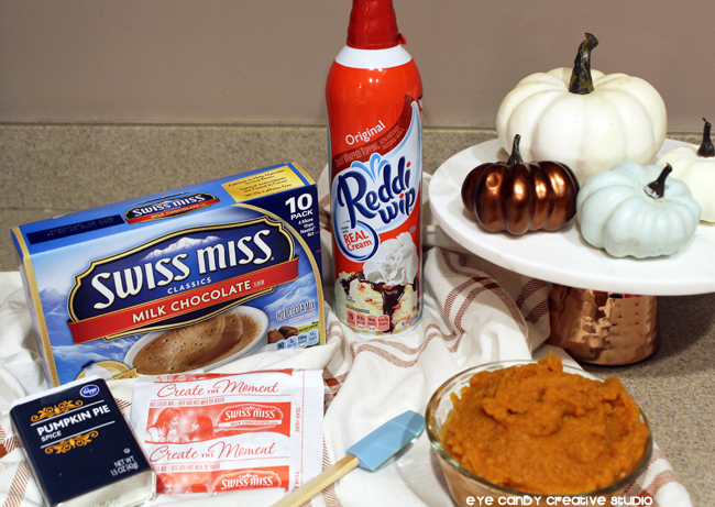 ingredients for chocolate pumpkin fluff dip, no bake recipe