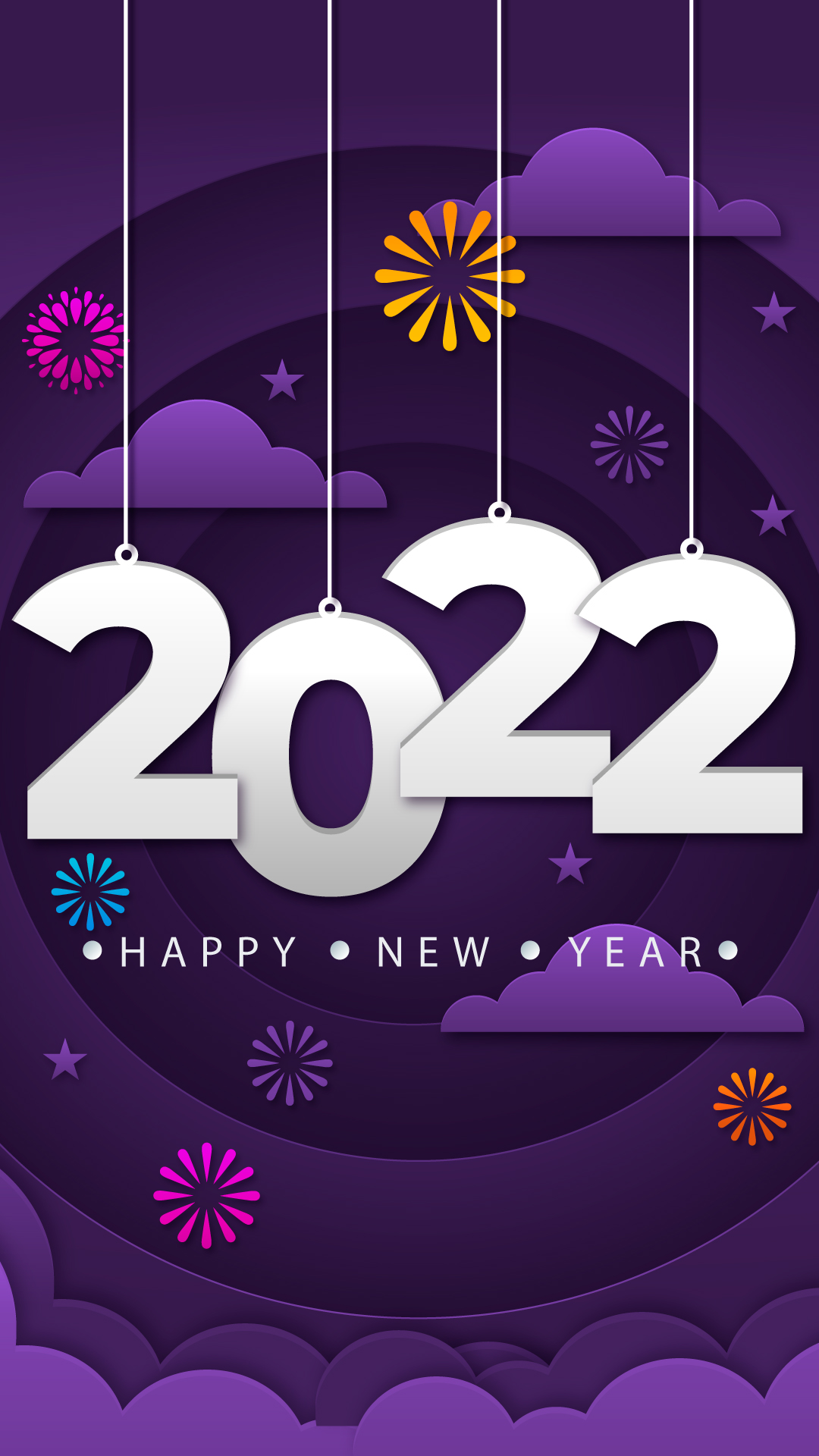 2022 Happy New Year Purple Background