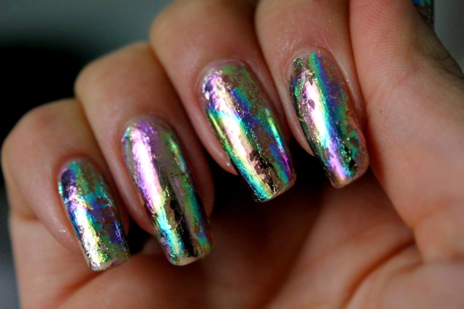 Karina Shreyder Nails done Essence hello foils!