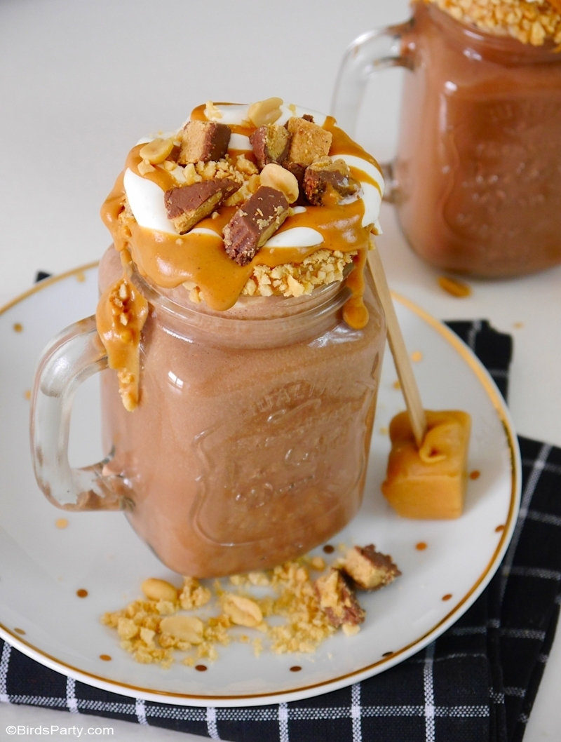 Peanut Butter Hot Chocolate + Peanut Butter Fudge Drink Stirrers