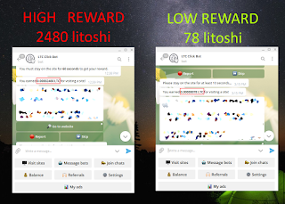 Telegram LTC Click Bot High and Low Rewards example